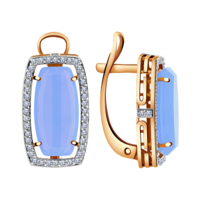 Золотые серьги Александра кл1711а-55с с фианитом и кварцем кл1711а-55с фото