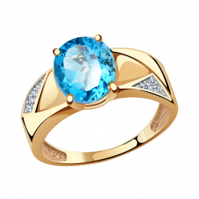 Золотое кольцо Александра кл1726-78ск с топазом и фианитом кл1726-78ск фото