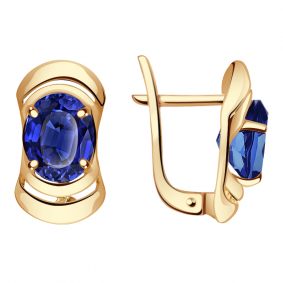 Золотые серьги Александра кл1731а-27ск с гидротермальным сапфиром кл1731а-27ск фото