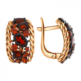 Золотые серьги Александра кл1739а-2с с фианитом и гранатом кл1739а-2с фото