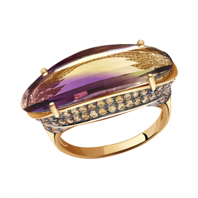 Золотое кольцо Александра кл1751-49ск-ш с фианитом и аметрином кл1751-49ск-ш фото