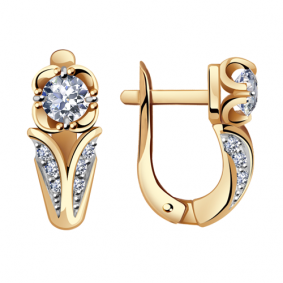 Золотые серьги Александра кл1756а-62ск с Swarovski кл1756а-62ск фото