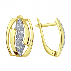 Серьги из лимонного золота Александра кл1802асл с фианитом кл1802асл фото