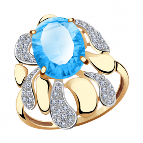 Золотое кольцо Александра кл1804-63ск с топазом и фианитом кл1804-63ск фото