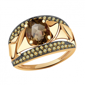 Золотое кольцо Александра кл1820-4ск-ш с фианитом и раухтопазом кл1820-4ск-ш фото