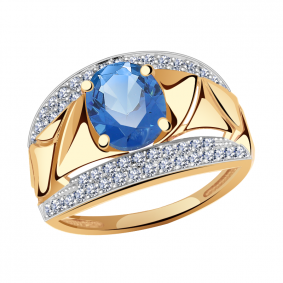 Золотое кольцо Александра кл1820-58ск с фианитом и Лондон топазом кл1820-58ск фото