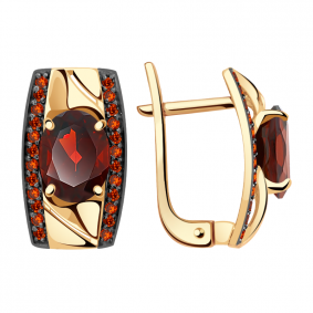 Золотые серьги Александра кл1820а-2ск-к с фианитом и гранатом кл1820а-2ск-к фото