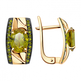 Золотые серьги Александра кл1820а-48ск-са с фианитом и султанитом кл1820а-48ск-са фото