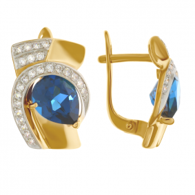 Золотые серьги Александра кл1823а-58ск с фианитом и ситаллом кл1823а-58ск фото