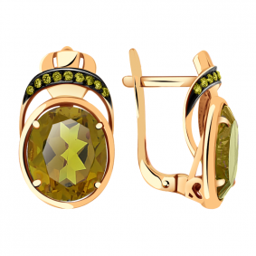 Золотые серьги Александра кл1824а-48ск-са с фианитом и султанитом кл1824а-48ск-са фото