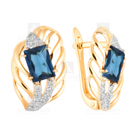 Золотые серьги Александра кл1828а-58ск с фианитом и ситаллом кл1828а-58ск фото
