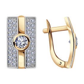 Золотые серьги Александра кл1895а-62ск с Swarovski кл1895а-62ск фото