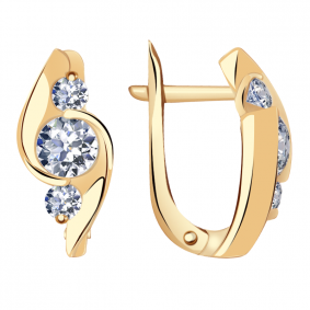 Золотые серьги Александра кл1906а-62ск с Swarovski кл1906а-62ск фото