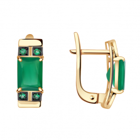 Золотые серьги Александра кл1914а-12ск-з с фианитом и агатом кл1914а-12ск-з фото