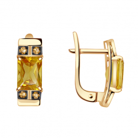 Золотые серьги Александра кл1914а-6ск-ш с фианитом и цитрином кл1914а-6ск-ш фото