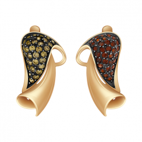 Золотые серьги Александра кл1923а-20ск с фианитом и цитрином кл1923а-20ск фото