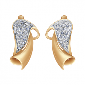 Золотые серьги Александра кл1923аск с фианитом кл1923аск фото