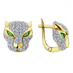 Серьги из лимонного золота Александра кл1930асл с фианитом кл1930асл фото