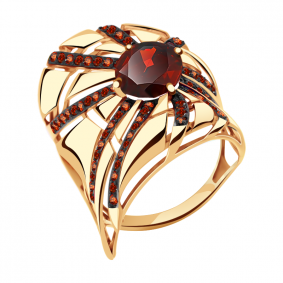 Золотое кольцо Александра кл1955-2ск-к с фианитом и гранатом кл1955-2ск-к фото