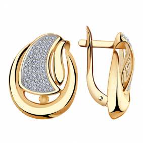 Золотые серьги Александра кл1973аск с фианитом кл1973аск фото