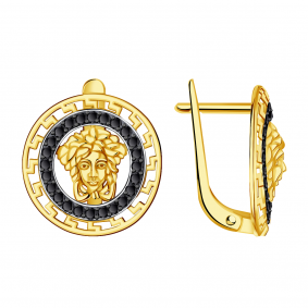 Серьги из лимонного золота Александра кл1983а-20сл-ч с фианитом кл1983а-20сл-ч фото