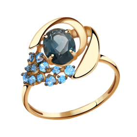 Золотое кольцо Александра кл1995-28ск-г с фианитом и Лондон топазом кл1995-28ск-г фото