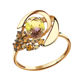 Золотое кольцо Александра кл1995-49ск-ш с фианитом и аметрином кл1995-49ск-ш фото