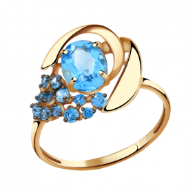 Золотое кольцо Александра кл1995-78ск-г с топазом и фианитом кл1995-78ск-г фото