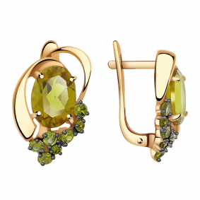 Золотые серьги Александра кл1995а-48ск с фианитом и султанитом кл1995а-48ск фото