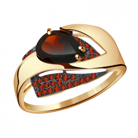 Золотое кольцо Александра кл1998-2ск-к с фианитом и гранатом кл1998-2ск-к фото