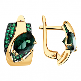 Золотые серьги Александра кл1998а-26ск-з с фианитом и турмалином кл1998а-26ск-з фото