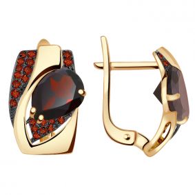 Золотые серьги Александра кл1998а-2ск-к с фианитом и гранатом кл1998а-2ск-к фото