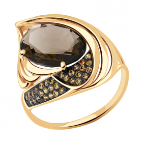 Золотое кольцо Александра кл2000-4ск-ш с фианитом и раухтопазом кл2000-4ск-ш фото