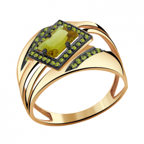 Золотое кольцо Александра кл2002-48ск-са с фианитом и султанитом кл2002-48ск-са фото