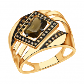 Золотое кольцо Александра кл2002-4ск-ш с фианитом и раухтопазом кл2002-4ск-ш фото