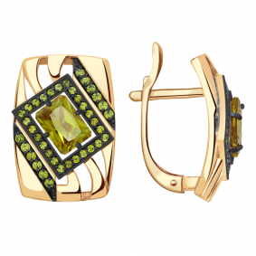 Золотые серьги Александра кл2002а-48ск-са с фианитом и султанитом кл2002а-48ск-са фото