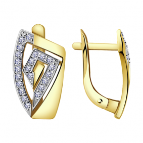 Серьги из лимонного золота Александра кл2032асл с фианитом кл2032асл фото