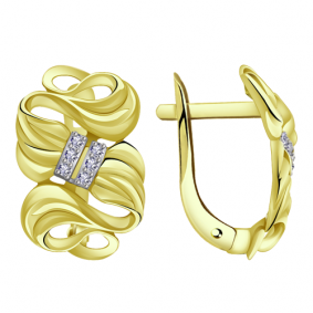 Серьги из лимонного золота Александра кл2036асл с фианитом кл2036асл фото