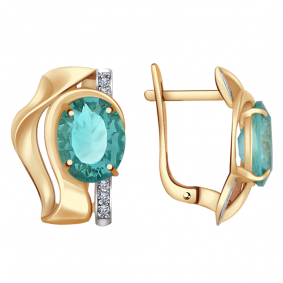 Золотые серьги Александра кл2037а-64ск с фианитом и Параиба кл2037а-64ск фото