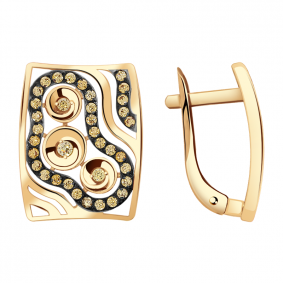 Золотые серьги Александра кл2042а-20ск-ш с фианитом кл2042а-20ск-ш фото