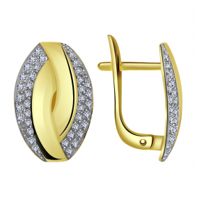 Серьги из лимонного золота Александра кл2065асл с фианитом кл2065асл фото