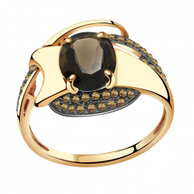 Золотое кольцо Александра кл2075-4ск-ш с фианитом и раухтопазом кл2075-4ск-ш фото