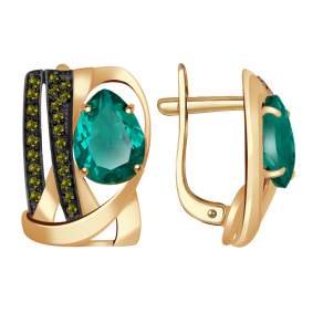 Золотые серьги Александра кл2076а-13ск-са с фианитом и кварцем кл2076а-13ск-са фото