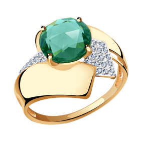 Золотое кольцо Александра кл2081-13ск с фианитом и кварцем кл2081-13ск фото