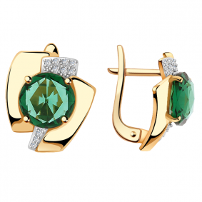 Золотые серьги Александра кл2081а-13ск с фианитом и кварцем кл2081а-13ск фото