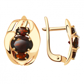 Золотые серьги Александра кл2089а-2ск с гранатом кл2089а-2ск фото