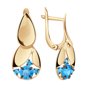 Золотые серьги Александра кл2093а-20ск-г с фианитом кл2093а-20ск-г фото