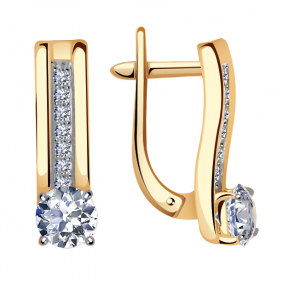 Золотые серьги Александра кл2095а-62ск с Swarovski кл2095а-62ск фото