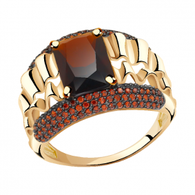 Золотое кольцо Александра кл2103-34ск-к с фианитом и гранатом кл2103-34ск-к фото