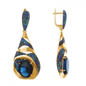 Золотые серьги Александра кл2105а-58ск с фианитом и ситаллом кл2105а-58ск фото